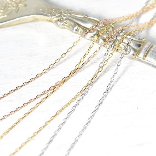 K18/Pt850 カットアズキ チェーン ネックレス 約40cm 線径約0.24mm K18