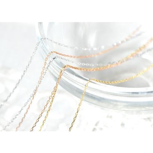 K18/Pt850 カットアズキ チェーン ネックレス 約40cm 線径約0.24mm K18