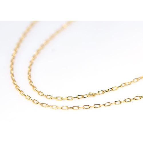 K18/Pt850 カットアズキ チェーン ネックレス 約40cm 線径約0.24mm K18