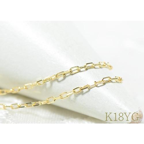 K18/Pt850 カットアズキ チェーン ネックレス 約40cm 線径約0.24mm K18
