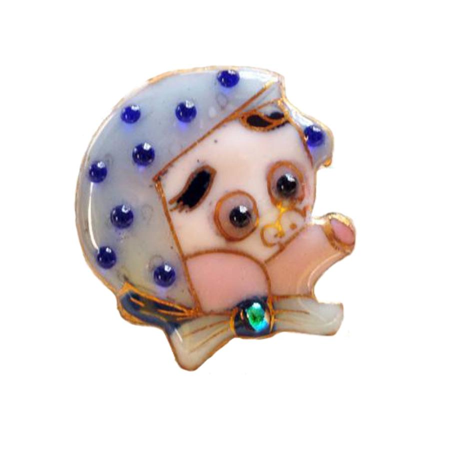 七宝焼き ピンブローチ お面 ひょっとこ : pin-wahuu-05 : 京のめぐみ 
