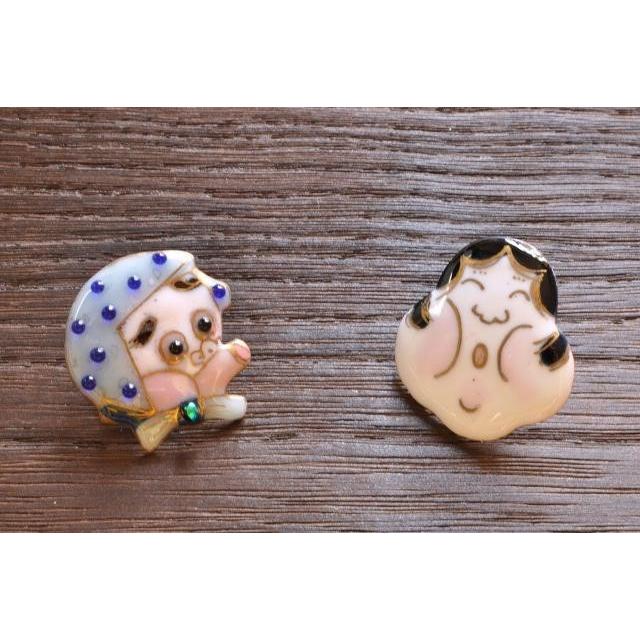 七宝焼き ピンブローチ お面 ひょっとこ : pin-wahuu-05 : 京のめぐみ 