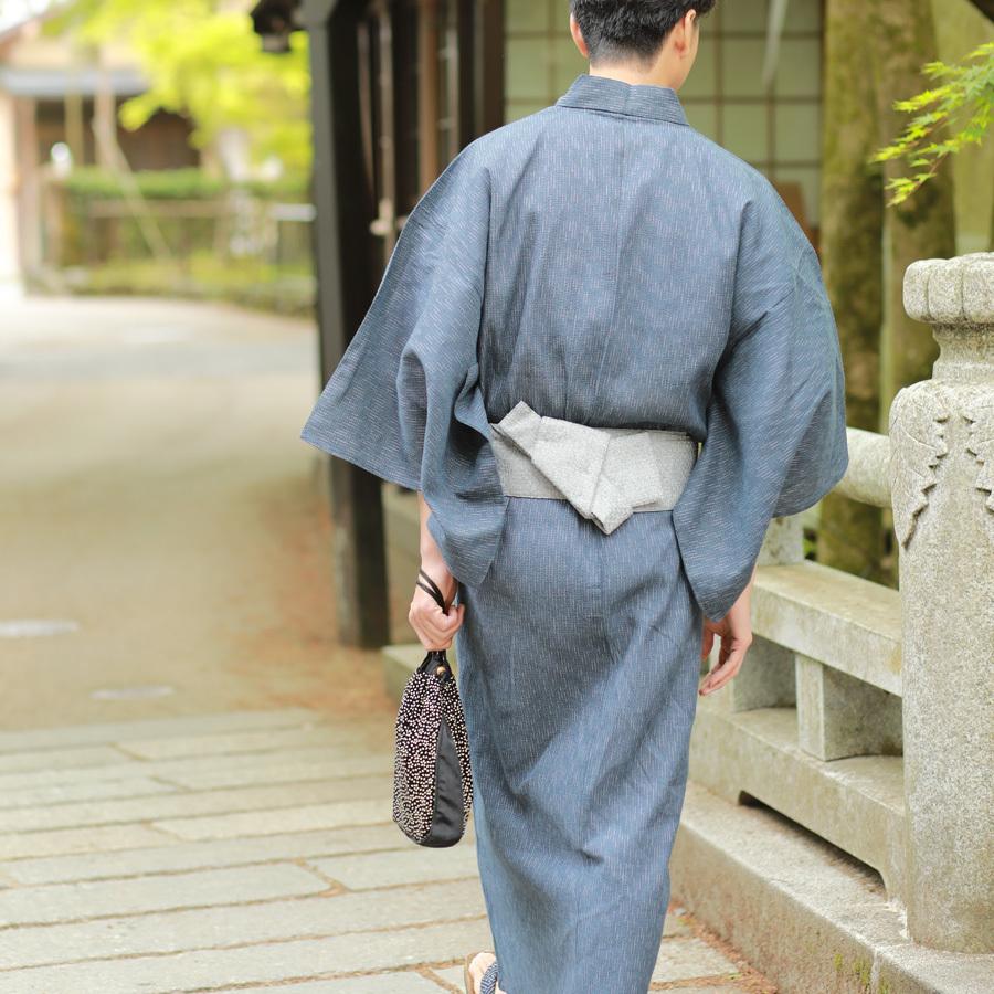 浴衣 メンズ メンズ浴衣 男性浴衣 単品 黒グレーゆらぎ縞 S