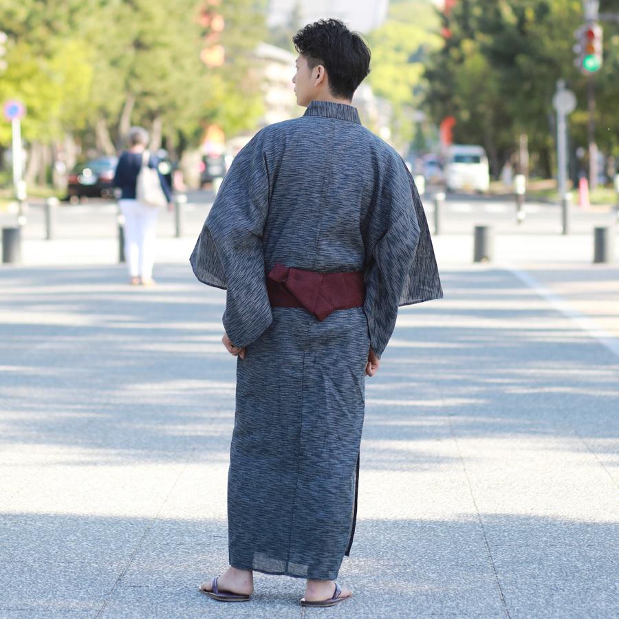 ★龍村美術きものブランド・浴衣★オフ白地に観世水と桔梗★麻混 ☆龍村美術きものブランド・浴衣☆オフ白地に観世水と桔梗☆麻混