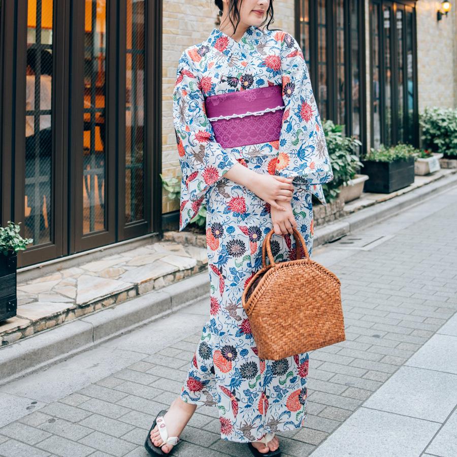 【最高級綿麻浴衣】菊花柄の上品な大人ゆかた◆呉服店購入◆どなたにでも似合う 最高級綿麻浴衣】手染め菊柄の上品な大人ゆかた◇呉服店購入