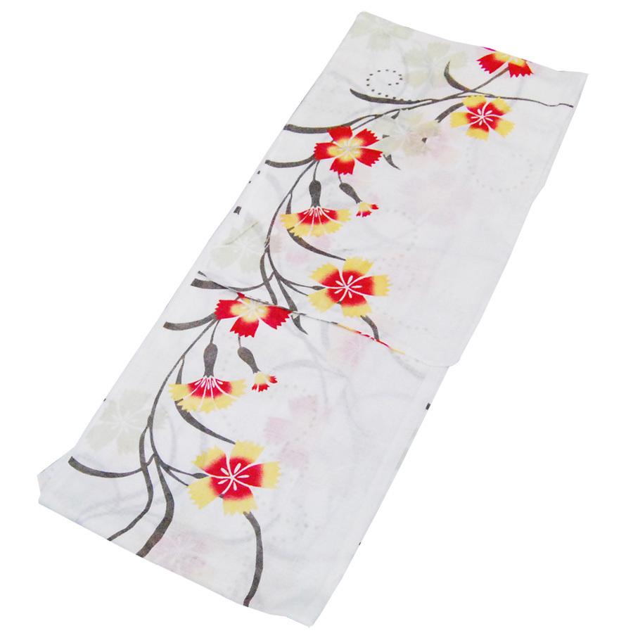 浴衣 反物 綿麻ゆかた 撫子 白 新品 レディース 浴衣 単品 綿麻【32】麻混 高級 ゆかた クリーム系 白系