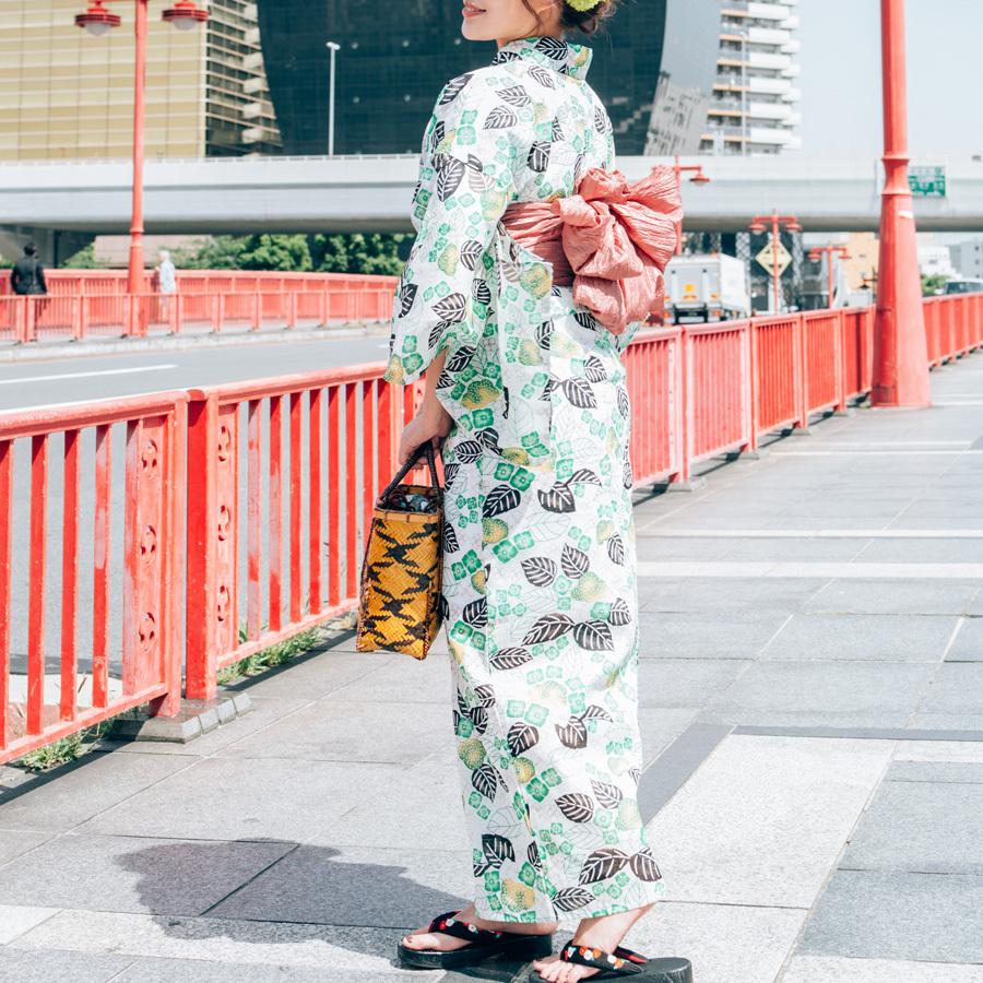 レディース 浴衣 綿麻【01】麻混 高級 ゆかた 3点 セット 白系