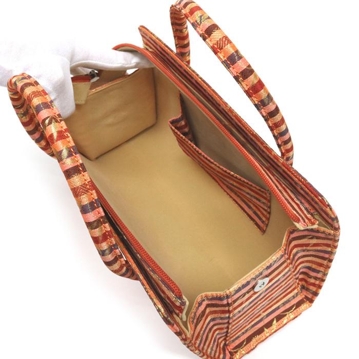 訳あり】【京都西陣生地】利休バッグ（0222A01）金襴 縞 文様 和装