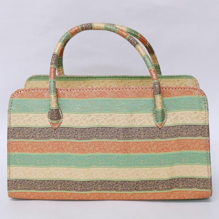 訳あり】【京都西陣生地】利休バッグ（08A040）金襴 縞 文様