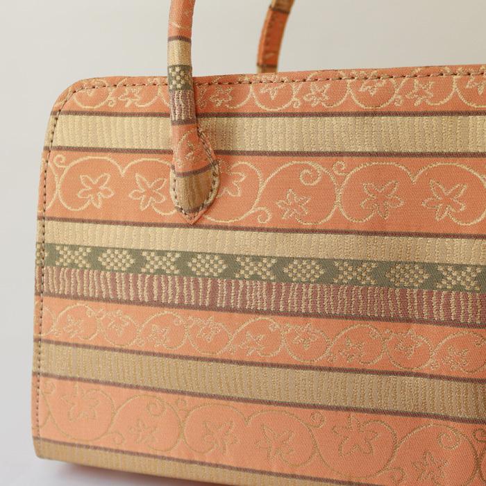 訳あり】【京都西陣生地】利休バッグ（08A046）金襴 縞 文様 和装