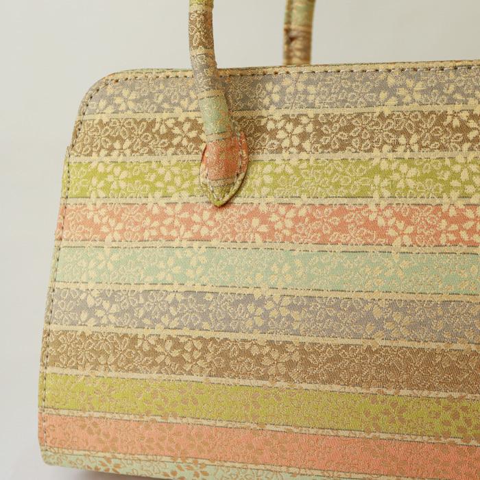 訳あり】【京都西陣生地】利休バッグ（08A066）金襴 縞 文様 和装