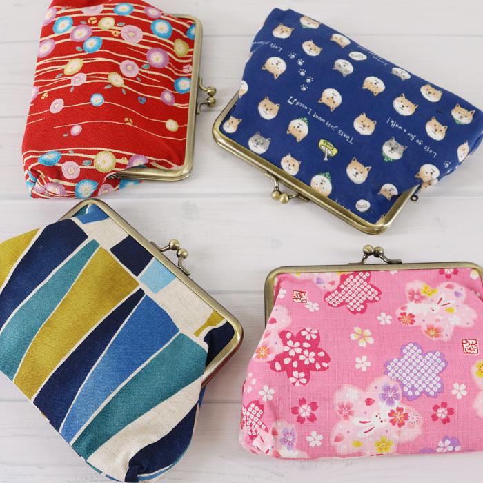 がま口 ポーチ [#38a] 財布 小物入れ 動物 かわいい 小銭入れ ちりめん