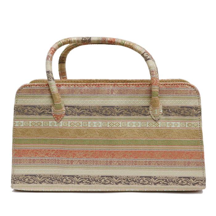 訳あり】【京都西陣生地】利休バッグ（08A004）金襴 縞 文様 和装