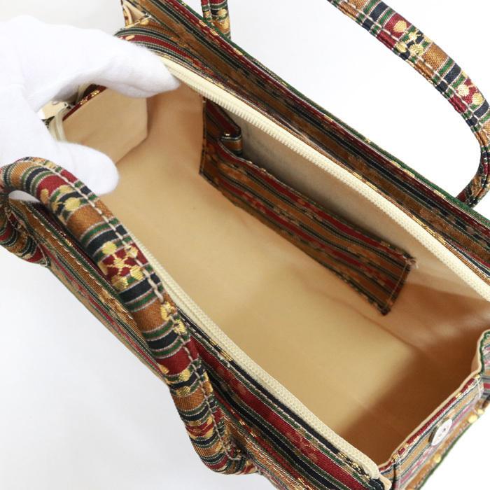 訳あり】【京都西陣生地】利休バッグ（08A013）金襴 縞 文様