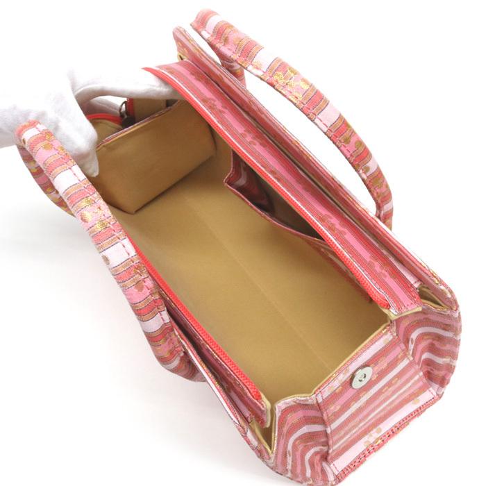 訳あり】【京都西陣生地】利休バッグ（0222A09）金襴 縞 文様 和装