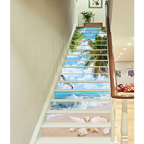 正規代理店経由 3d ビーチツリービュー 793階段ライザー デコレーション 写真 壁画 ビニール デカール 壁紙 壁画 Us レモン 15x 高さ 18cm X 幅 94cm 7インチ X 37インチ 割引新品 Franks Restaurant Com