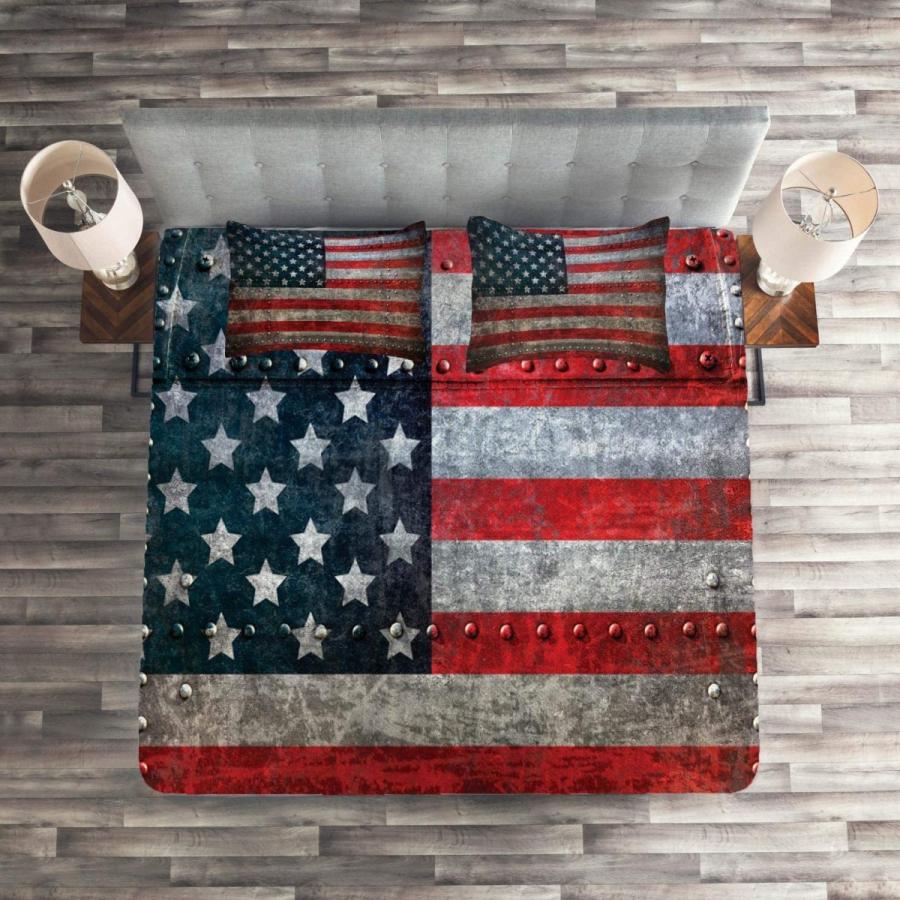 逸品 テクスチャード加工 ロイヤルティーフラッグ アメリカ国旗ベッドカバー Ambesonne 米国背景 装飾キ アートワークプリント ダメージボードプレートデザイン 布団セット Www Indestri Mx
