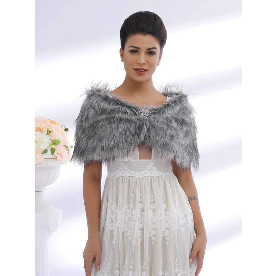 日本最大のブランド Aukmla 美しいラインストーンクリスタ ショール フェイクファー ノースリーブ ストール ブライダルファー ファーラップとショール ウェディングパーティー スカーフ Www Makehomeeasier Pl