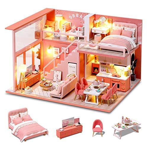 新作揃え Miniature DIY GuDoQi Dollhouse Va for Build to Kig Miniature Cover%Eka%DIY Dust Plus Kit House Furniture%Eka%Tiny with Kit Dollhouse Kit%Eka%Mini ハウス、建物
