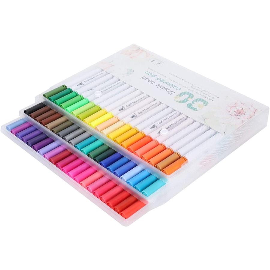 魅了 水彩絵の具ペンセット双頭彩色お絵かきキット大人のペン箱で本に彩色 60ペン イラスト用マーカー Www 11thspace Com