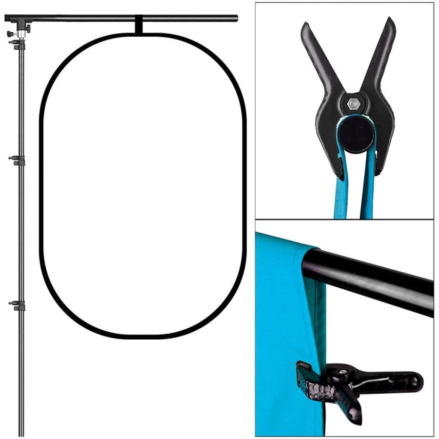 即納 最大半額 Hyj Incグリーンスクリーンバックドロップスタンドキット8 5 Ft 5 Ftポータブルt型背景サポートキット カラマツマ ポリエステル布地バックドロップ カラマ ミニスタジオ Raffles Mn