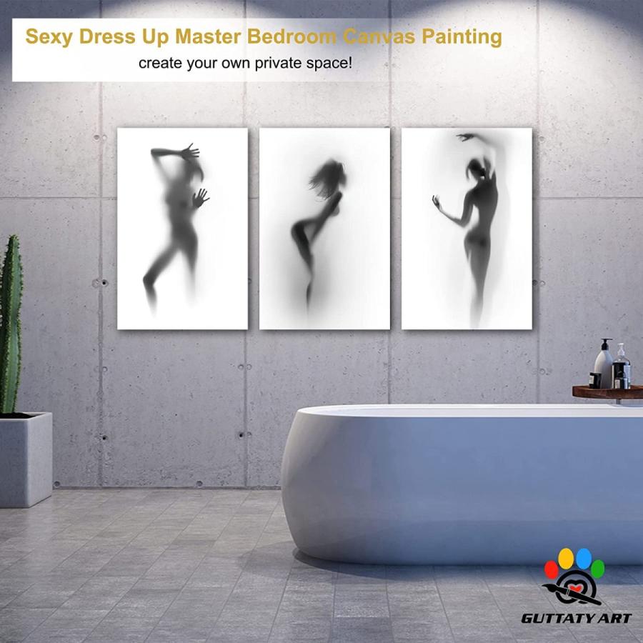入園入学祝い 黒と白のセクシーな恋人のエロチックなキャンバス壁画3点 子供部屋の装飾にセクシーな女性カップルの絵を描いたラマ 抄録体画 自宅の浴室の壁の装飾に大人 レリーフ アート Popshap Com