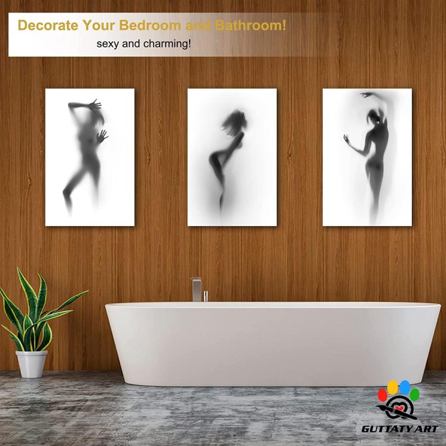 入園入学祝い 黒と白のセクシーな恋人のエロチックなキャンバス壁画3点 子供部屋の装飾にセクシーな女性カップルの絵を描いたラマ 抄録体画 自宅の浴室の壁の装飾に大人 レリーフ アート Popshap Com