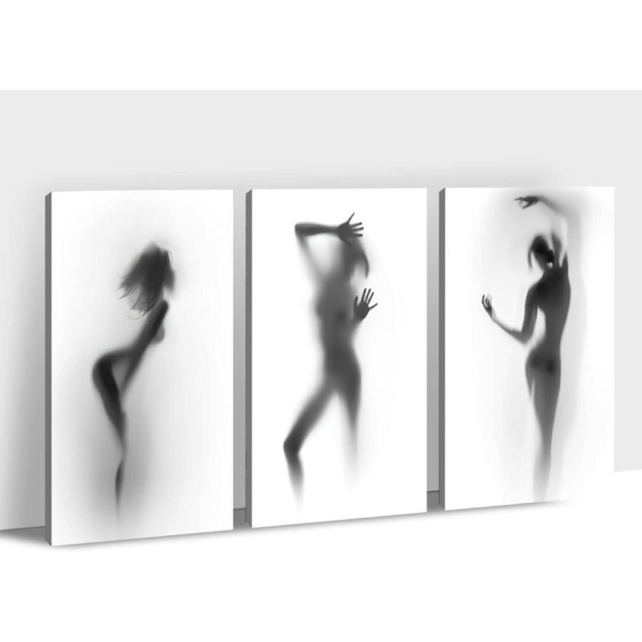 入園入学祝い 黒と白のセクシーな恋人のエロチックなキャンバス壁画3点 子供部屋の装飾にセクシーな女性カップルの絵を描いたラマ 抄録体画 自宅の浴室の壁の装飾に大人 レリーフ アート Popshap Com