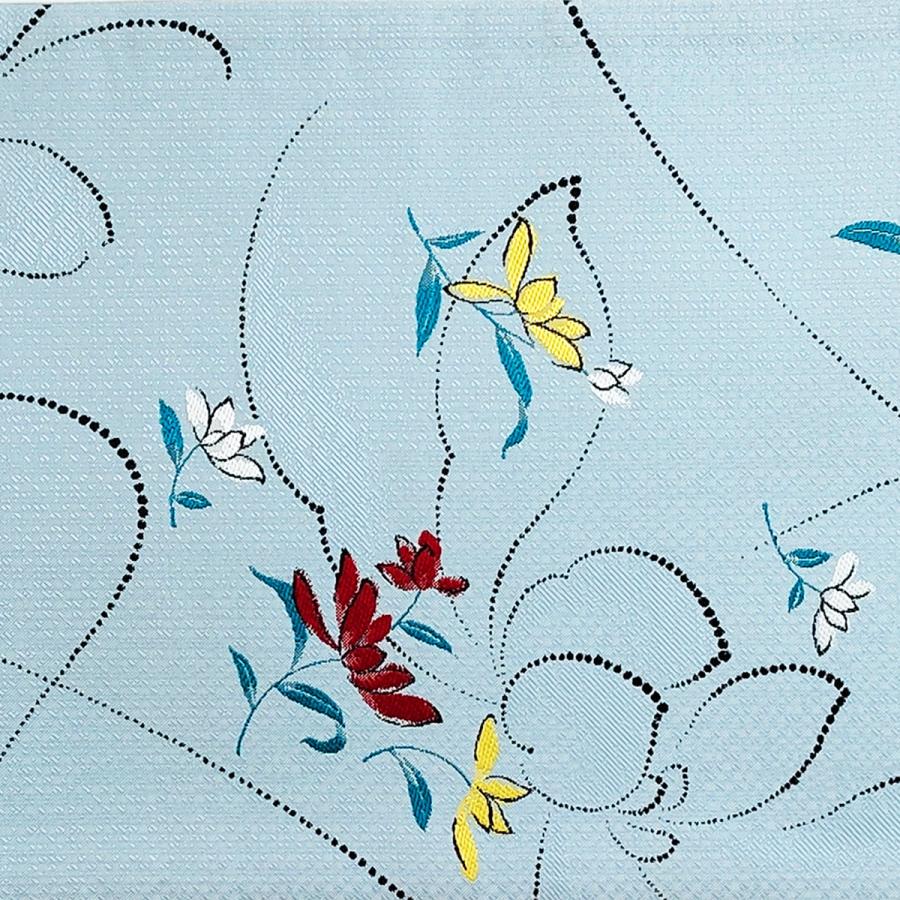 袋帯 正絹 花柄 刺繍 袋帯 正絹 西陣織 ふくろ帯 六通柄 仕立代込 水色 花柄 : 名古屋帯と