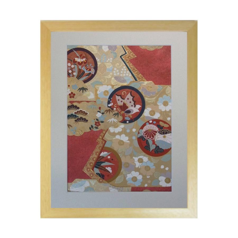 西陣織の額絵 和風の額 壁掛インテリア 西陣織帯原画のアートフレーム 小サイズ
