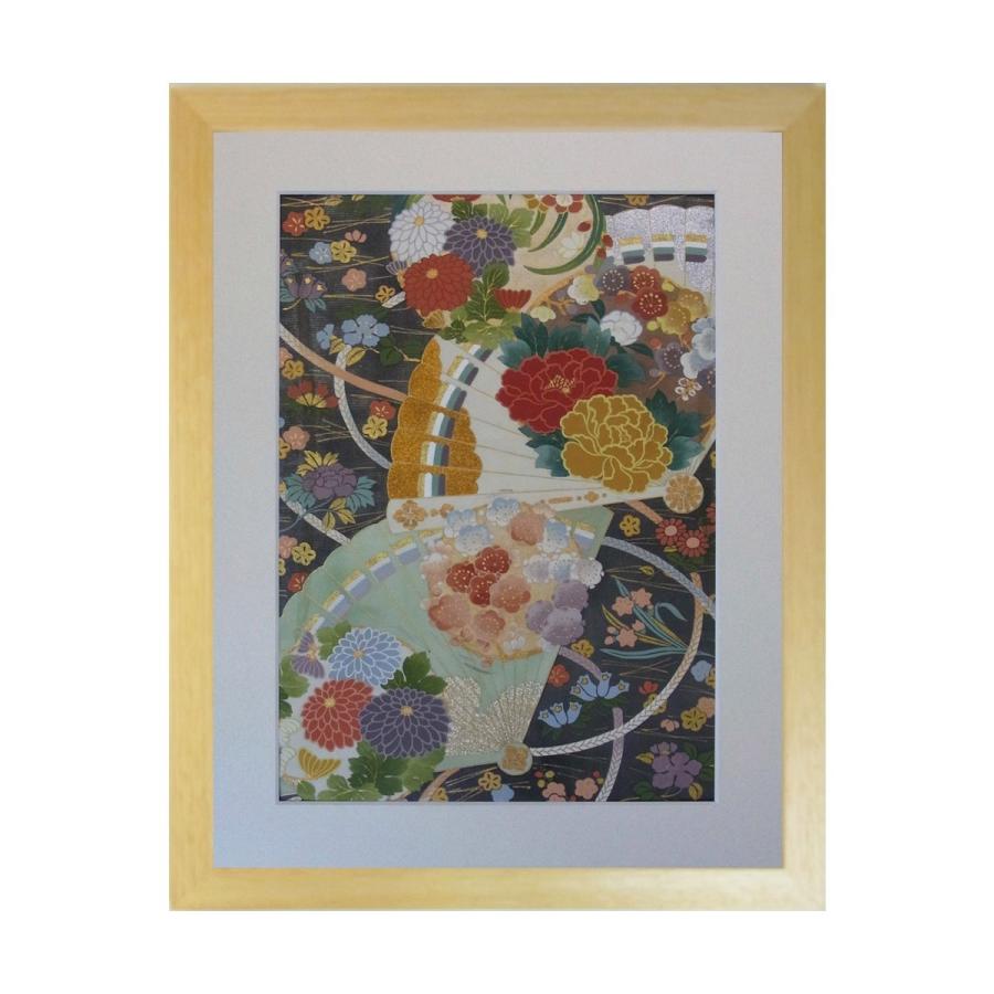 額付き　ハンドメイドアート 和風の額 壁掛インテリア 西陣織帯原画のアートフレーム 小サイズ