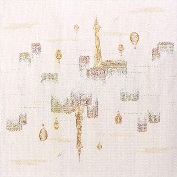 KYS【新品】西陣織　名古屋帯　正絹　お仕立て上がり　スリーシーズン　白 弥栄織物】正絹西陣織九寸名古屋帯 ≪お仕立て上がり・新品≫「七宝