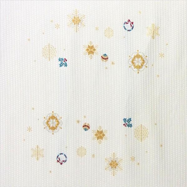 名古屋帯 正絹 白 雪 クリスマス 〜サイレントナイト〜 クリーム 京玉響 西陣織の画像
