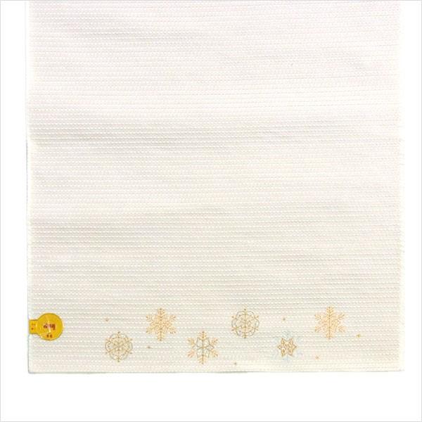 名古屋帯 正絹 白 雪 クリスマス 〜サイレントナイト〜 クリーム 京玉響 西陣織の画像