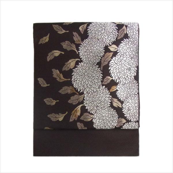 オープニング大放出セール 名古屋帯 正絹 茶 菊 クリサンセマム ブラウン 京玉響 西陣織 数量は多 Technet 21 Org