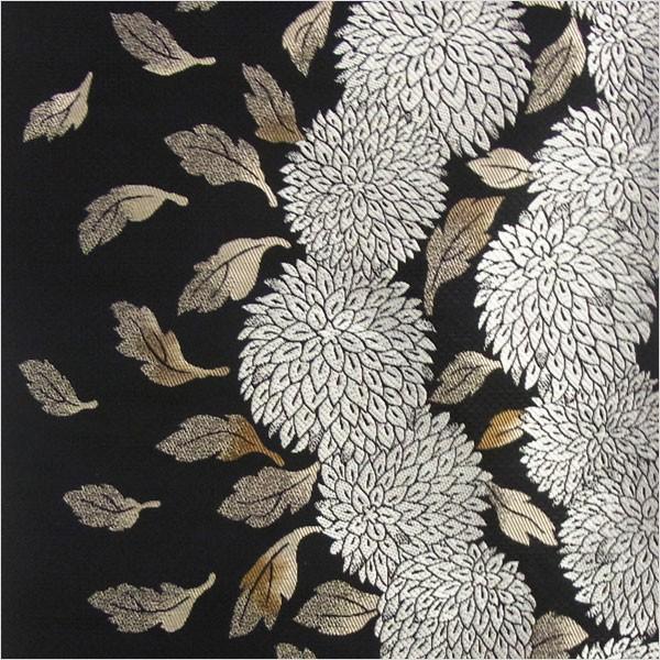 週末セール❤️新品未使用　正絹　名古屋帯 大輪　菊　ラメ　黒地 新品未使用 正絹 名古屋帯 大輪 菊 ラメ 黒紫地 - メルカリ