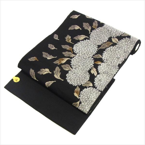 セール❤️新品未使用　正絹　名古屋帯 大輪　菊　ラメ　黒地 新品未使用 正絹 名古屋帯 大輪 菊 ラメ 黒紫地 - メルカリ