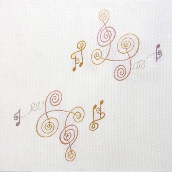 名古屋帯 正絹 白 音楽 〜音譜のダンス〜 クリーム 京玉響 西陣織