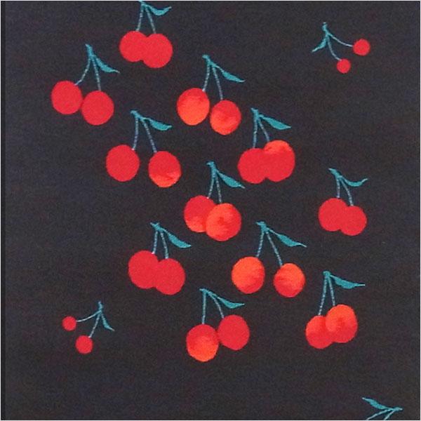 名古屋帯 正絹 黒 サクランボ 〜さくらんぼ〜 ブラック 京玉響 西陣織  