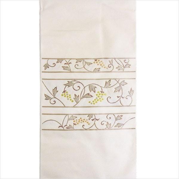 名古屋帯 正絹 白 葡萄 唐草 〜横段蔓草葡萄紋〜 クリーム 京玉響