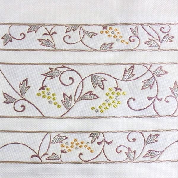 名古屋帯 正絹 白 葡萄 唐草 〜横段蔓草葡萄紋〜 クリーム 京玉響