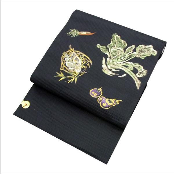 名古屋帯 正絹 黒 京都 〜京野菜〜 ブラック 京玉響 西陣織 : 名古屋帯 
