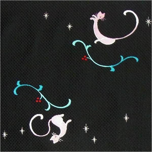 名古屋帯 正絹 黒 ネコ 月 ハロウィーン 〜月夜のねこ〜 ブラック 京玉