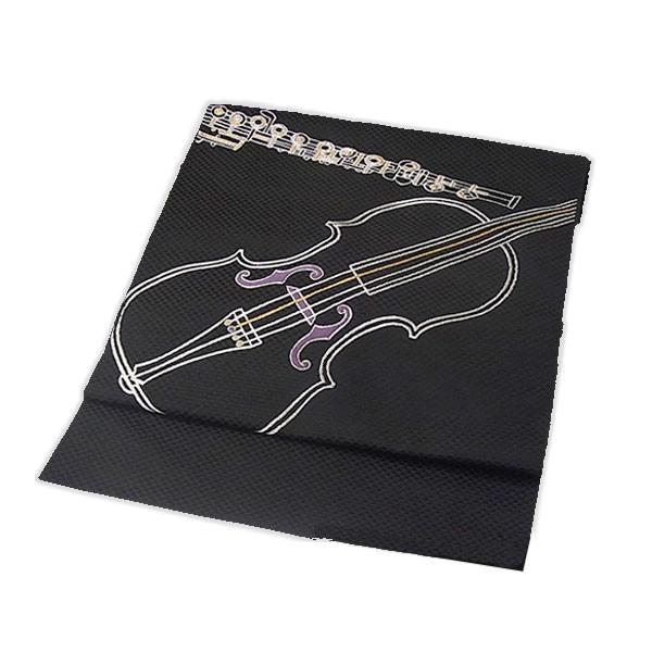 京ごのみ 正絹 名古屋帯 ブラック 名古屋帯 正絹 黒 音楽 楽器 〜バイオリン〜 ブラック 京玉響 西陣織