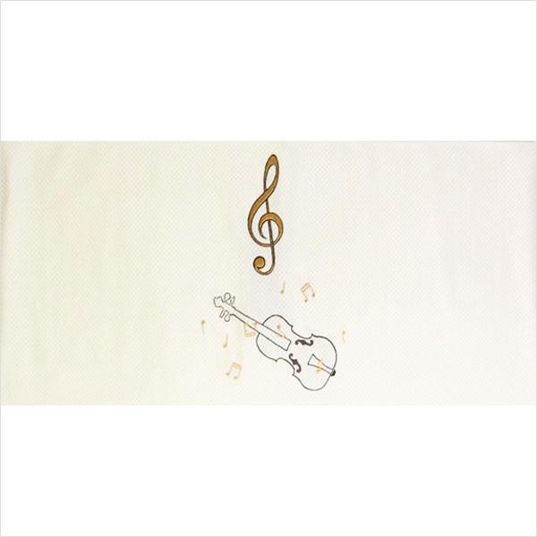 名古屋帯 正絹 白 音楽 楽器 〜バイオリン〜 クリーム 京玉響 西陣織