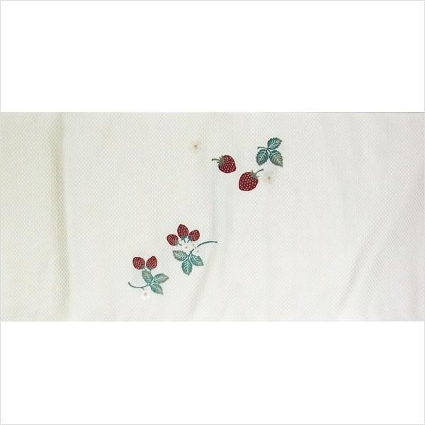名古屋帯 正絹 白 〜横段いちご〜 クリーム 京玉響 西陣織 : 名古屋帯