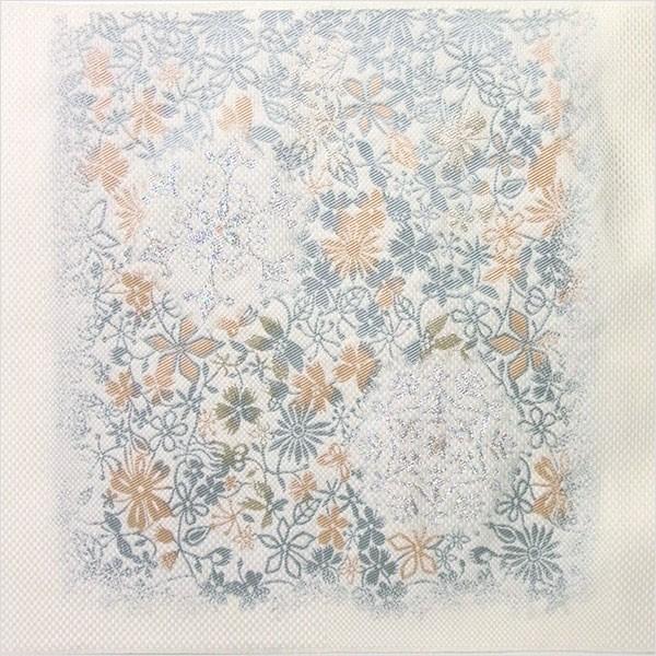 名古屋帯 正絹 白 雪 結晶 クリスマス 〜雪華〜 ホワイト 京玉響 