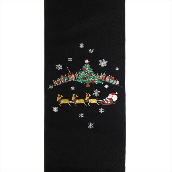 名古屋帯 正絹 黒 クリスマス 〜クリスマス・トナカイ〜 ブラック 京玉