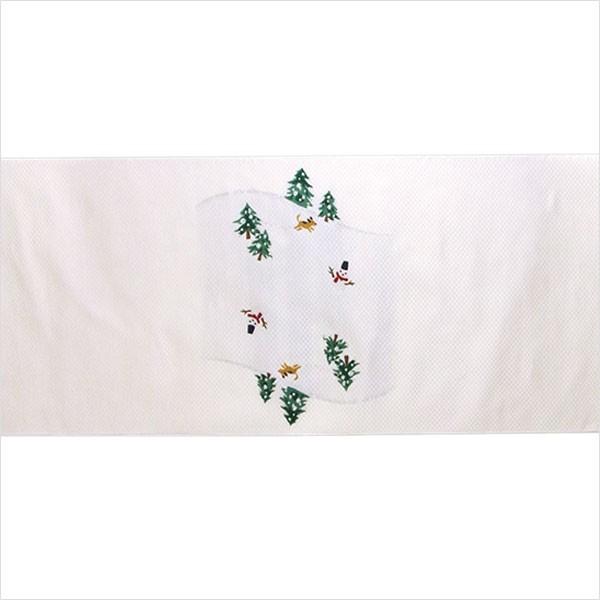 Xmas リース トナカイ キャンドル 名古屋帯 正絹 白地 Xmas リース トナカイ キャンドル 名古屋帯 正絹 白地