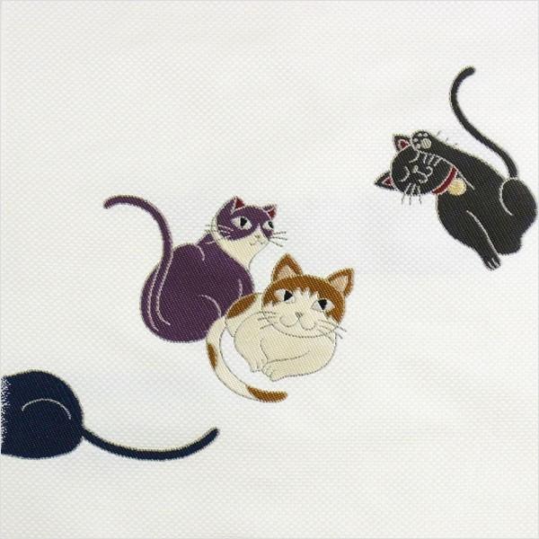 名古屋帯 正絹 白 ねこ 招き猫 クリーム 京玉響 西陣織 : 名古屋帯と